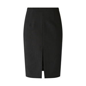 High Waist Splice Asymmetrical Hemline SX Black Polyester Blend Business Casual Skirt Korean Style Mid-Length A-Line Skirt