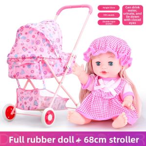 Large Simulated Baby Stroller Toy For Girls Foldable With Iron Frame