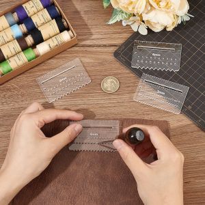 4Pcs Acrylic Leather Stitching Aid Plate 3/4/5/6mm Multifunction Punching Tool Ruler for Leather Craft Pricking Letherworking