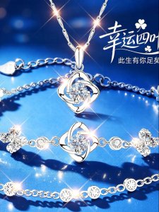 East Beauty | Lucky Clover 925 Sterling Silver Moissanite Necklace for Women