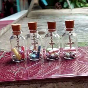 1PCS SOUVENIR BOTOL HARAPAN ROHANI SALIB MINI / WISH IN BOTTLE JAR / PESAN SURAT KOSONG KRISTEN DAN KATOLIK