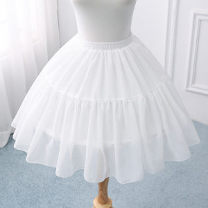 Women Girls Ruffled Short Petticoat Solid Fluffy Bubble Tutu Skirt Puffy Half Slip Prom Crinoline Underskirt No Hoop