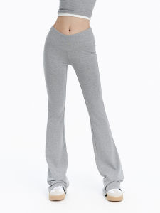 สูง เอว บาน กางเกง โยคะรูปตัววี กางเกงขายาว ผู้หญิง เซ็กซี่ การยกก้น สีดำ การเดรปแบบยาว กางเกง ลำลอง สูง เอว กางเกงขายาว