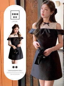 CHOUXIE | Elegant French Style Summer Beautiful Black Dress