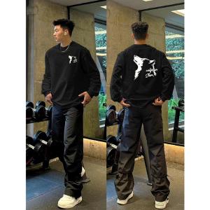 Áo Thun Nam Dài Tay in Họa Tiết Phong Cách Mỹ Mùa Thu Áo Thun Nam Dáng Rộng Thoải Mái Thời Trang Mùa Xuân Mùa Thu Mùa Đông