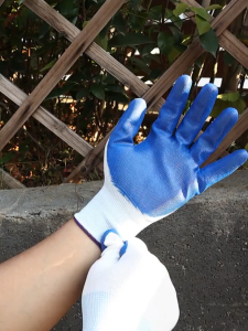 12Pairs Nitrile Coating Safety Rubber GlovesThick Gloves Rubber Protective Gloves Blue Safe Construction Gloves Non-Slip Work Gloves for Outdoor Garden Building Construction Grip Work Gloves