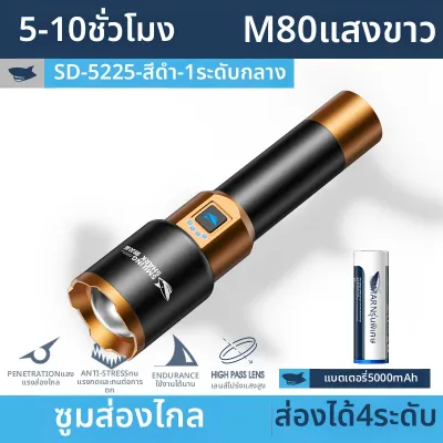 SMILING SHARK | ไฟฉาย LED สำหรับกลางแจ้ง ปรับซูมได้ ความสว่างสูง
