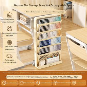 L96 5-Tier Foldable Bookshelf Plastic Desktop Organizer Student Desk Side Storage Rack Modern L