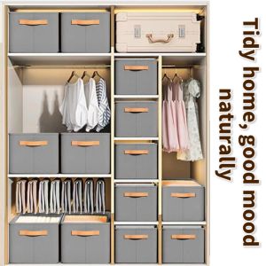 Japan M/L/XL waterproof thickened Clothes Storage Organizer Foldable Storage Box Wardrobe Organisers Solid Color Foldable Lid Storage Box Oxford Cloth Quilt Pillow Toy Wardrobe Storage Foldable Storage Organizer Box Large Cabinet Wardrobe