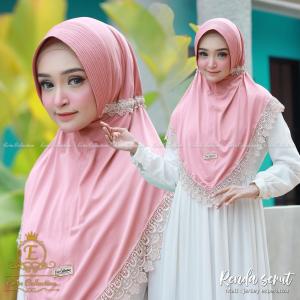 renda serut Erin hijab jilbab serut Jersey polos renda premium jilbab harian cantik terbaru
