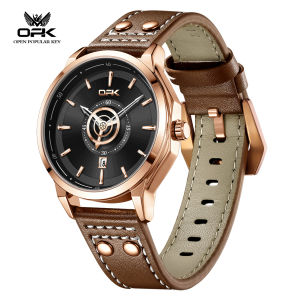 OPK Watch For Mens Waterproof Original Casual Fashion Watches Leather Calendar Luminous Gift For Boyfriend Mens Watch