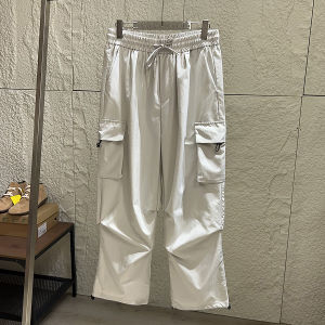 American Style Paratrooper Pants Mens Summer Loose Wide Leg Straight Tube Multi Pocket Workwear Casual Trousers Fashionable Urban Youth