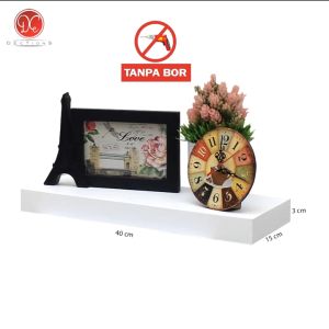 Rak Dinding Ambalan Dekorasi Hias Kamar Aesthetic Minimalis 40x15x3cm Tempel Gantung Tanpa Bor