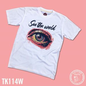 เสื้อยืดคอกลมแขนสั้น ผ้าTK พิมพ์ระบบ Sublimation นุ่ม สวมใส่ สบาย ระบายอากาศไม่ร้อน ( รหัสสินค้า TK 114 )