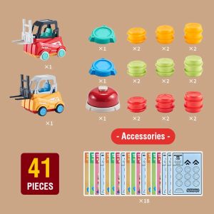 Childrens Engineering Forklift Truck Press Push Car Model Stack Drums Game Simulated Forklift Transport Kids Educational Toys