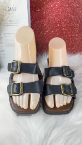 Double Strap Womens Fashion Open toe Flat Rubber Sandals 6689