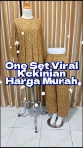 One Set Rayon Kemeja Lengan 7/8 dan Kulot Panjang Rayon Motif Adem dan Nyaman
