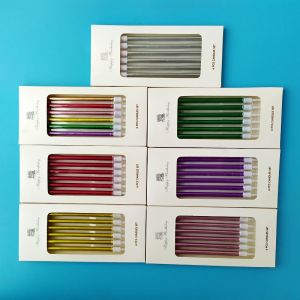 Creative Romantic Birthday Candles Long Rod Non-Smoking Electroplated Gold Silver Threaded Cake Pencil Candles for Adult Parties