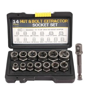 14PCS Socket Box Set Damaged Impact Socket Tool Set Socket Set Nut And Bolt Extractor Impact Bolt & Nut Remover herramientas