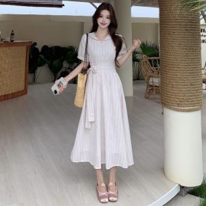 RELNLEX | Đầm Cột Nơ Phong Cách Học Sinh Pháp