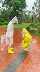 Jas Hujan Anak Karakter Lucu + Tas Pouch Anti Air Mantel Poncho Terusan