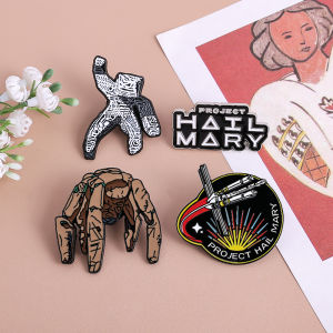 Project Hail Mary 4-Piece Enamel Pin Set Sci-Fi Book And Movie Fan Collectible Badges Featuring Rocky And Graces Sculpture