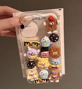 ♥Ready Stock +FREE Shipping+COD♥Lovely 3D Toast bread Doll MM Beans Soft TPU Case For iP iPhone 11 12 13 14 15 Pro Max 14 15 Plus Womens Fashion Girls Phone Case Gift Clear