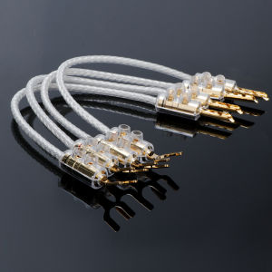 4PCS HIFI OCC Silver Plated Jumper Audio Cable HIFI Bridge Speaker Cable sterlin Banana to Y Spade connect Machine cable Jumper Speaker Cable