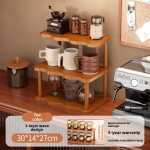 Desktop Cup Holder Rack Table Cup Storage Shelf Tea Cup Coffee Water Cup Organizer Entrance Placement Shelf Simple Style Rectangular Density Board