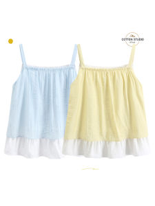 Áo Ba Lỗ Nữ Mùa Hè Mỏng Màu Tương Phản Hai Lớp Viền Viền Đeo Vai Nhẹ Áo Khoác Ngoài Thường Ngày Bằng Vải Polyester