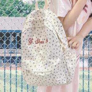 OUDENGPAI | กระเป๋าเป้สะพายหลังผู้หญิงสไตล์เกาหลีลายดอกไม้ กระเป๋าสะพายไหล่สำหรับนักเรียนมัธยมต้น กระเป๋าใส่ของใช้สำหรับเด็กและเยาวชน