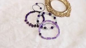3pcs/Set Body-Purifying Amethyst Bracelet for Weight Loss Yoga and Meditation - Healing Stone Jewelry for Women and Men