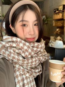 Warm Knitted Plaid Scarf for Couples Winter Fashion Korean Style Tassel Color Block Hundred Bird Pattern Womens Gift