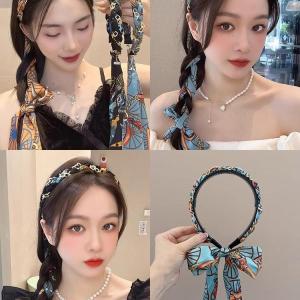 Retro Elegant Braided Hair Band Hair Band 2024 New Arrival Ribbon Female Hair Tie Silk Scarf Headband Integrated Summer Headdress