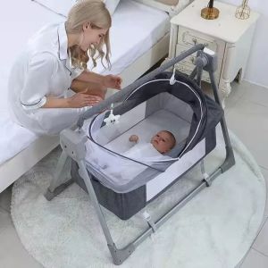 เปลไฟฟ้าสำหรับเด็ก เตียงนอนเด็ก พร้อมเสียงเพลงและรีโมท พร้อมมูงกันยุง พับเก็บได้ เปลไกวออโต้ เมื่อเด็ก เปลไกว เตียงเด็ก เปลแกว่งอัตโนมัติ บลูทู ธ เล่นเพลง