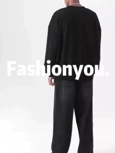 M-8XL Autumn Men Oversized Sweatshirts Fashion Loose American-style Giant Pandas Print Long Sleeve Plus Velvet Couple Clothes