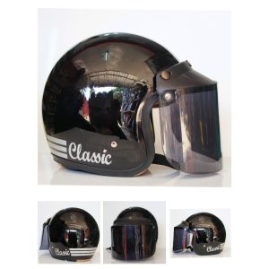 HELM RETRO MERK DCS KACA INJAK SILVER PELANGI SMOKE