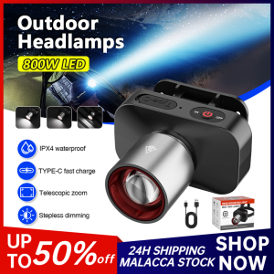 High Power LED Headlight Zoom Long Range Type-C Ultra Bright Head Lantern Waterproof Outdoor Riding Head Flashlight Lamp