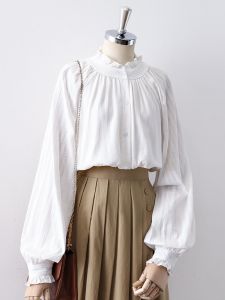 French Collar Lace Trim Cotton Shirt Womens Base Layer Inner Wear Spring Autumn New Style Sweet School Uniform Long Sleeve