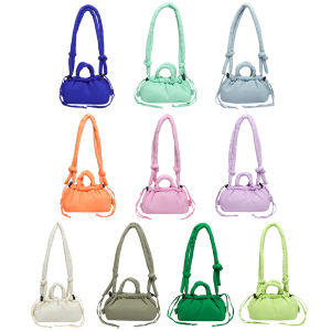 Candy Color Shoulder Bag Soft Puffer Fashion Handbag Cotton Padded Crossbody Bag with Adjustable Strap for Women Girls