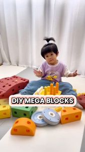 DIY Mega Blocks Ages 4+ Soft Stacking Building Gift For Kids by WISHLAND