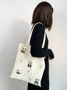 ใหม่ 2024 กระเป๋าผ้าใบสําหรับผู้หญิงธรรมชาติขนาดกลางซิปปิดอินเทรนด์กระเป๋าสะพายนักเรียนปรับแต่งพิมพ์สัตว์