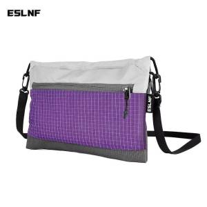 Eslnf | ESLNF Adjustable Purple Color Block Lightweight Bicycle Bag With Crossbody Design For Cycling Daily Commute Outdoor Activities