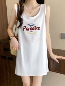 กระโปรงเสื้อกั๊กผ้าฝ้ายพิมพ์ลายลมเซ็กซี่: ชุดเดรสฤดูร้อนแขนกุดสําหรับผู้หญิงที่มีคอกลมทรง H ความยาวสั้น