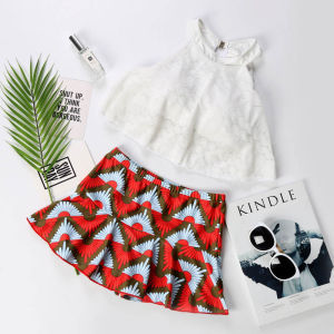 Bộ Đồ Bơi Hai Mảnh Cho Nữ Sinh Có Chi Tiết Ren Hở Lưng Màu Trắng Xanh Lá Cây Đỏ Cam Vàng