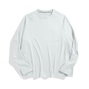 Peacebird Mens Long Sleeve T-Shirt Casual round Neck Spring Autumn Quick Dry Loose Fit Sporty Style Polyester Fiber T-Shirt