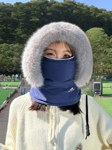 Winter Leifeng Cap Female Heattech Cycling Fleece-lined Ear Protection and Wind Protection Northeast Ski Scarf Integrated Hat Outdoor Cycling