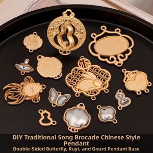 QINGPIN | Chinese Traditional Song Brocade Gourd Pendant Alloy Enamel Inlaid Accessories
