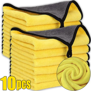 5/10Pcs Microfiber Cleaning Towel Soft Thicken Absorbent Drying Cloth Car Washing Rags Multi-purpose Household Cleaning Tools