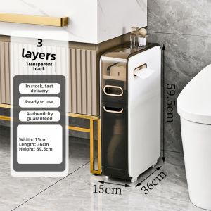 YUHANG | Bathroom Narrow Gap Floor Standing Rolling Storage Cart